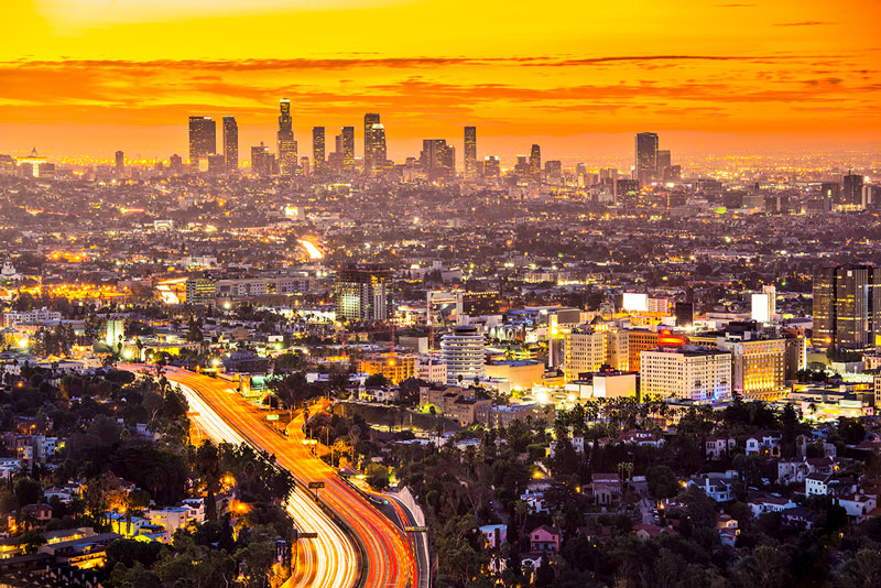 Los Angeles, California sunset.
